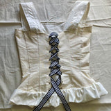 Women's White and Cream Corset