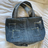 Upcycled denim reversible tote
