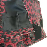 Red and black leopard print tote bag